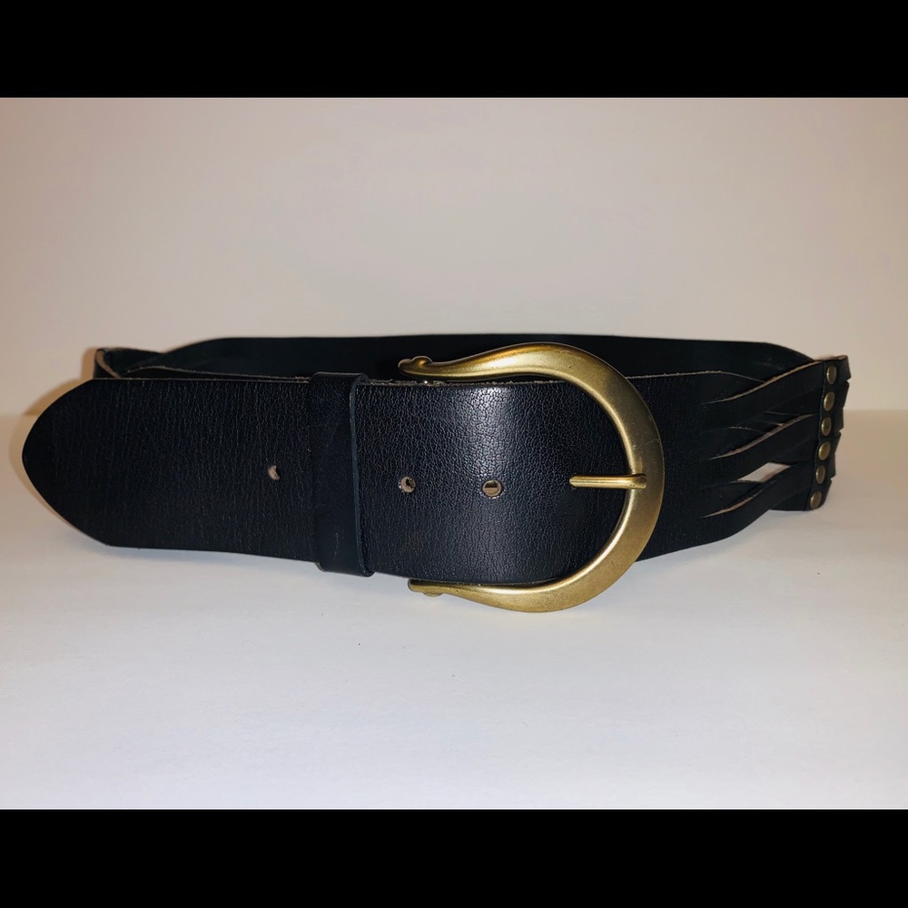 Linea Pelle Genuine Black Leather Belt Large